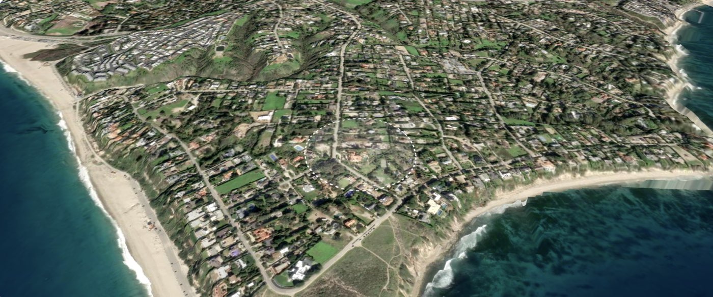 A coastal listing on the rotating 3D map